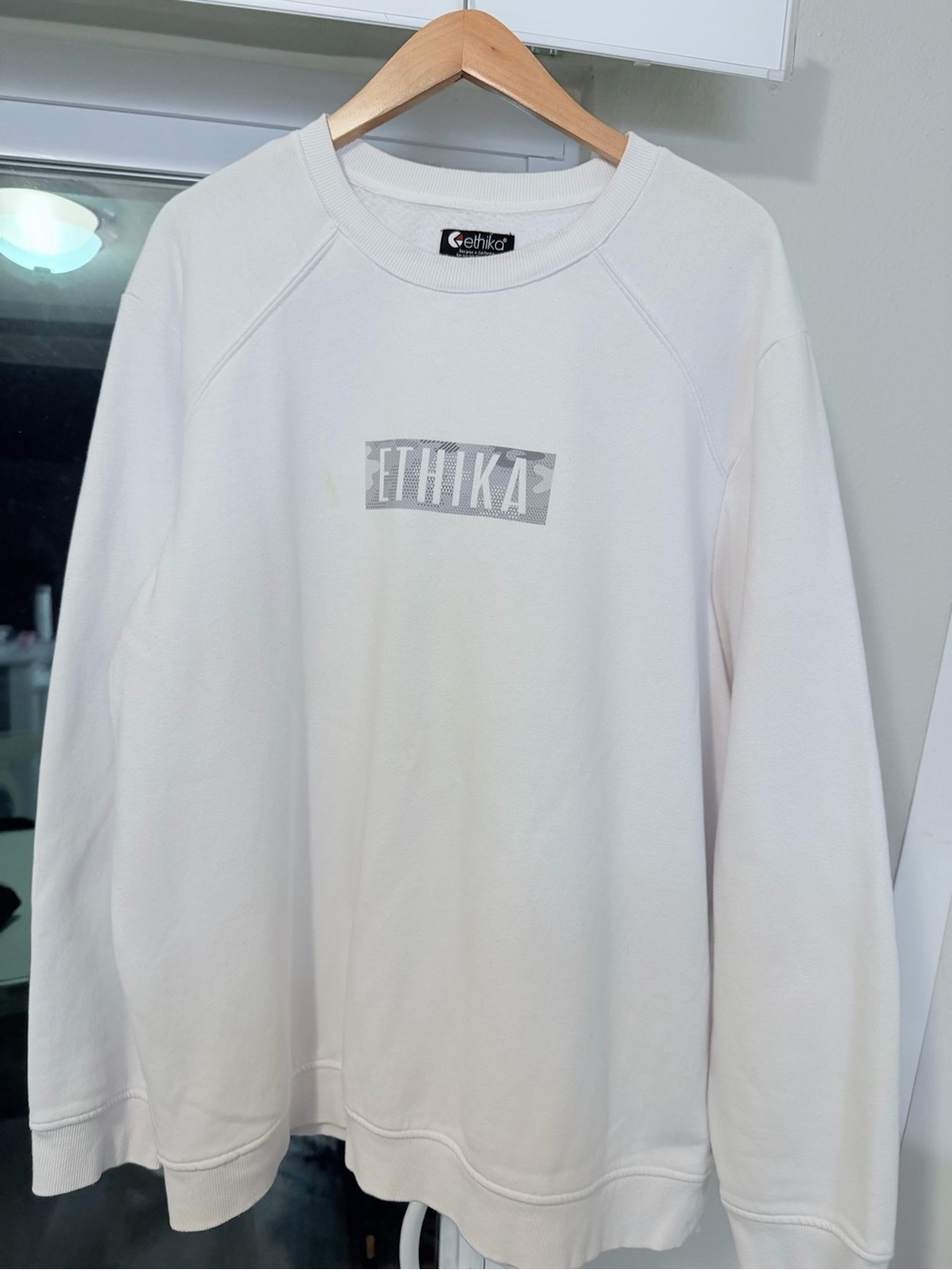ethika Cream Crewneck Sweatshirt with Subtle Logo